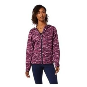 Asics Packable Windbreaker Jacket Purple Deep Mars Print L